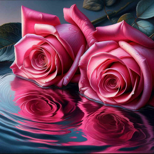 Malen nach Zahlen - Zwei pinke Rosen Wasser