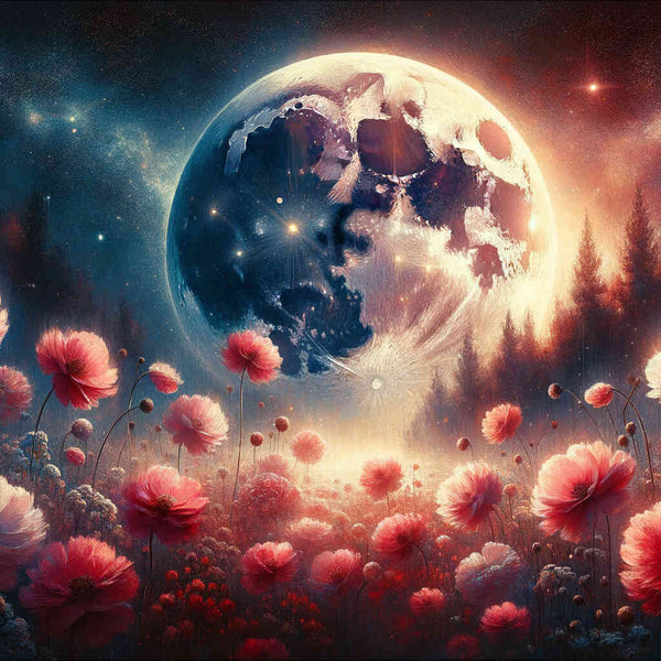 Malen nach Zahlen - Vollmond und Blumen