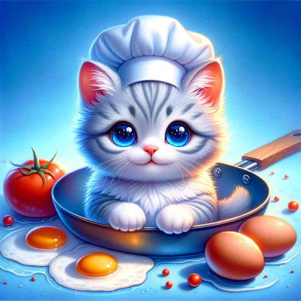 Malen nach Zahlen - Chefkoch Kätzchen Cartoon