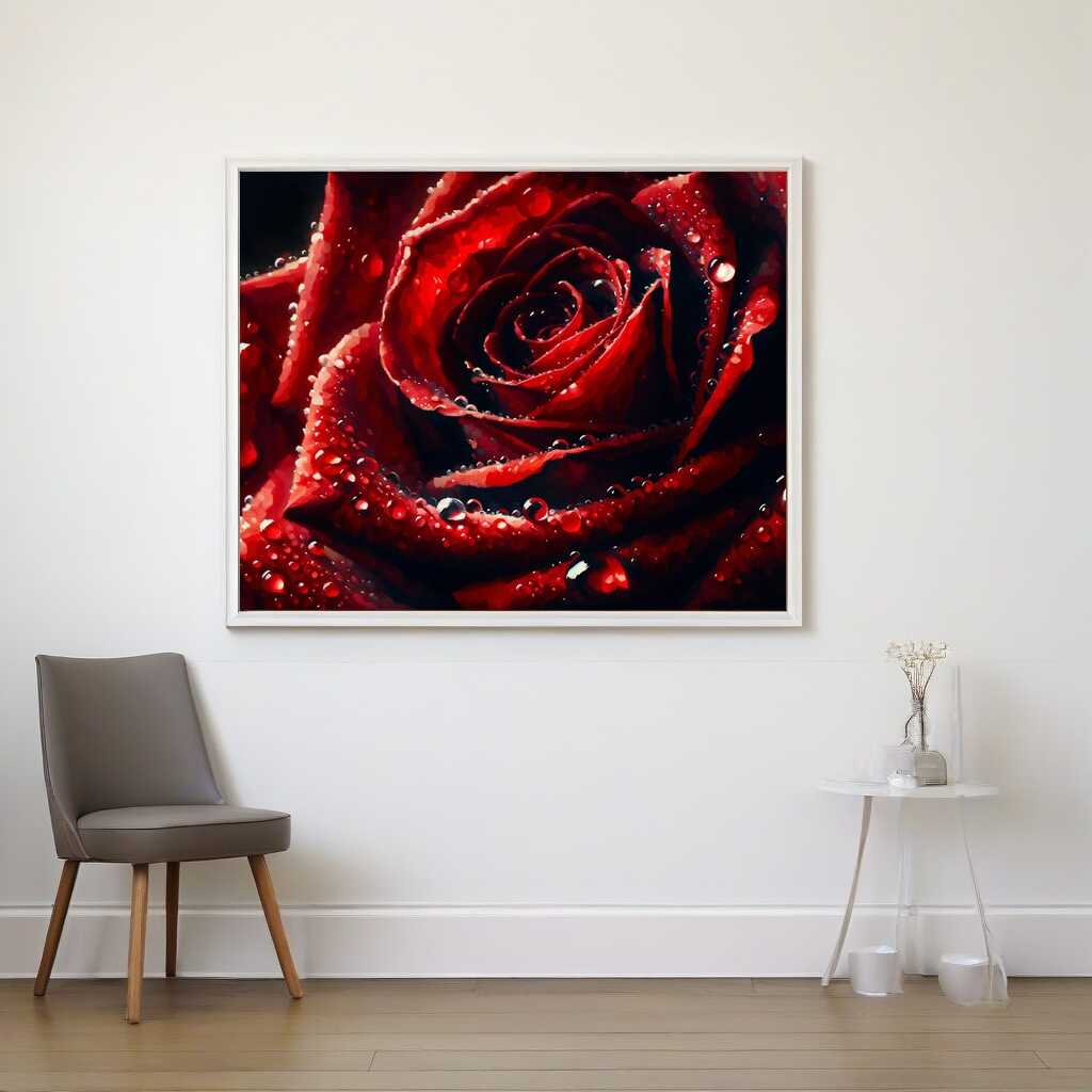 Malen nach Zahlen - Rote Rose Nahaufnahme