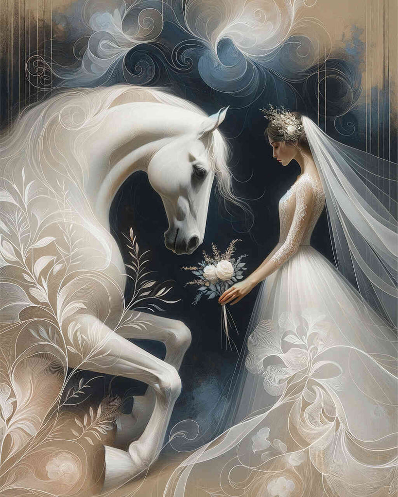 Malen nach Zahlen - Braut mit weißem Pferd