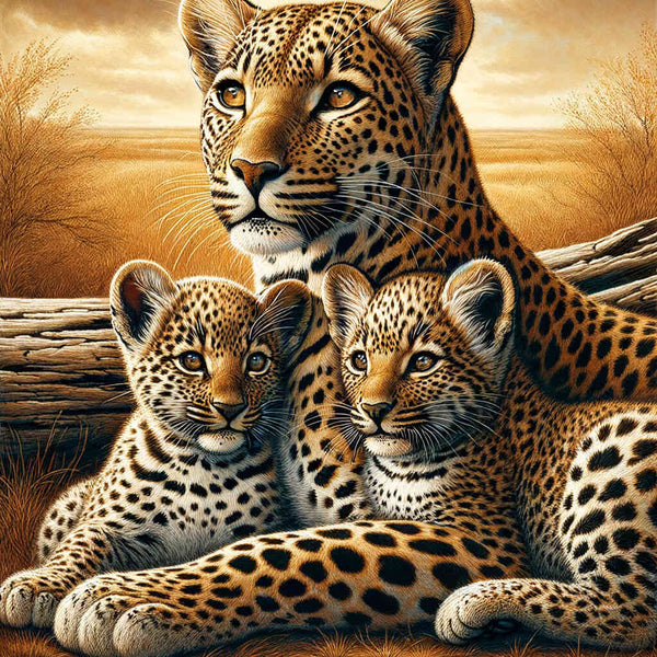 Malen nach Zahlen - Leopardenmutter mit Kindern