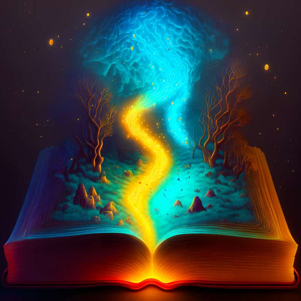 AB Diamond Painting - Open Book with Glowing Path and Magical Forest, Diamond Painting Kit for Creative Art Enthusiasts
