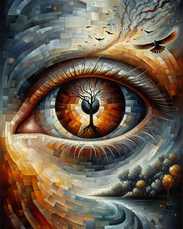 Malen nach Zahlen - Braunes Auge abstrakt