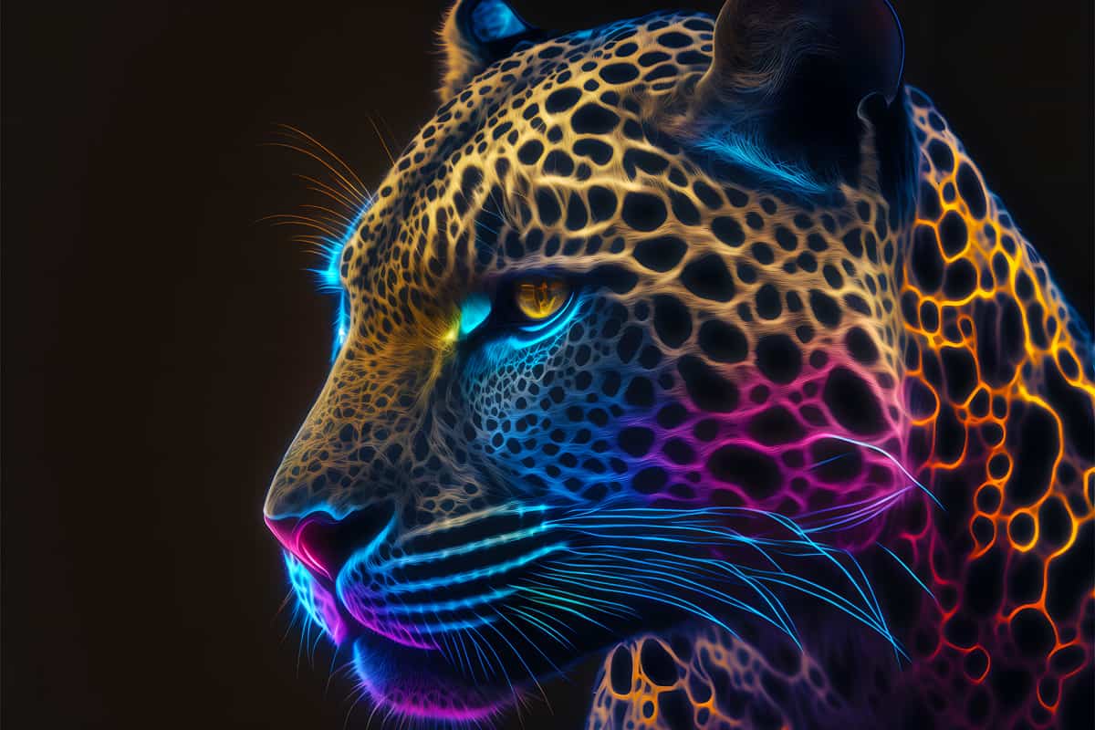 Leopard Farbenspiel Diamond Painting Kits - Colorful Leopard Design with Acrylic Diamonds and Professional Canvas.