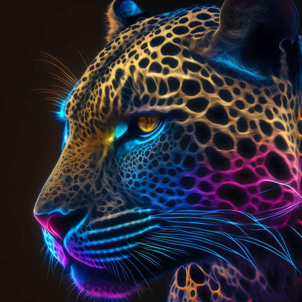 Leopard Farbenspiel Diamond Painting Kits - Colorful Leopard Design with Acrylic Diamonds and Professional Canvas.