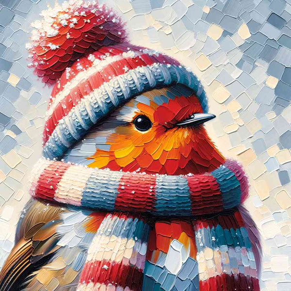 Malen nach Zahlen - Rotkehlchen mit Schal und Mütze