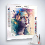 Diamond Painting Kit - Stolze Schönheit with a colorful portrait of a woman, art supplies included