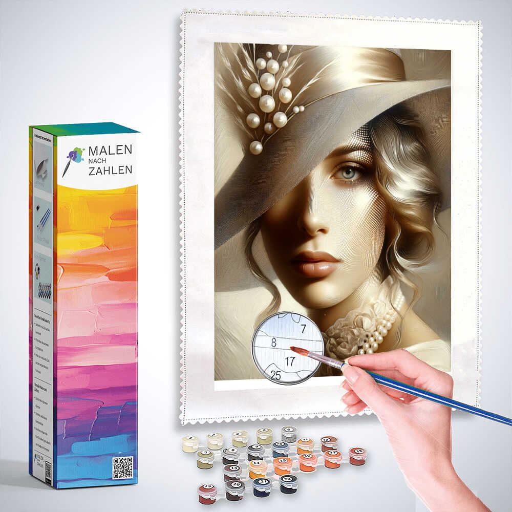Frau mit Hut – Malen nach Zahlen