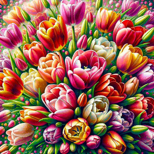 Malen nach Zahlen - Fantastischer Tulpenstrauß