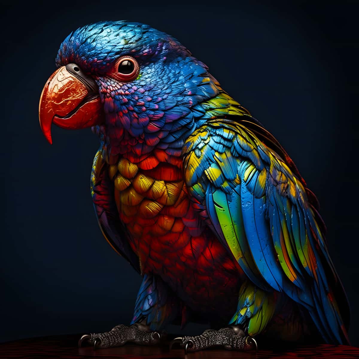 Diamond Painting Kit - Prachtvoller Vogel. Brightly colored bird artwork kit with acrylic diamonds and tools. Sparkling art project.