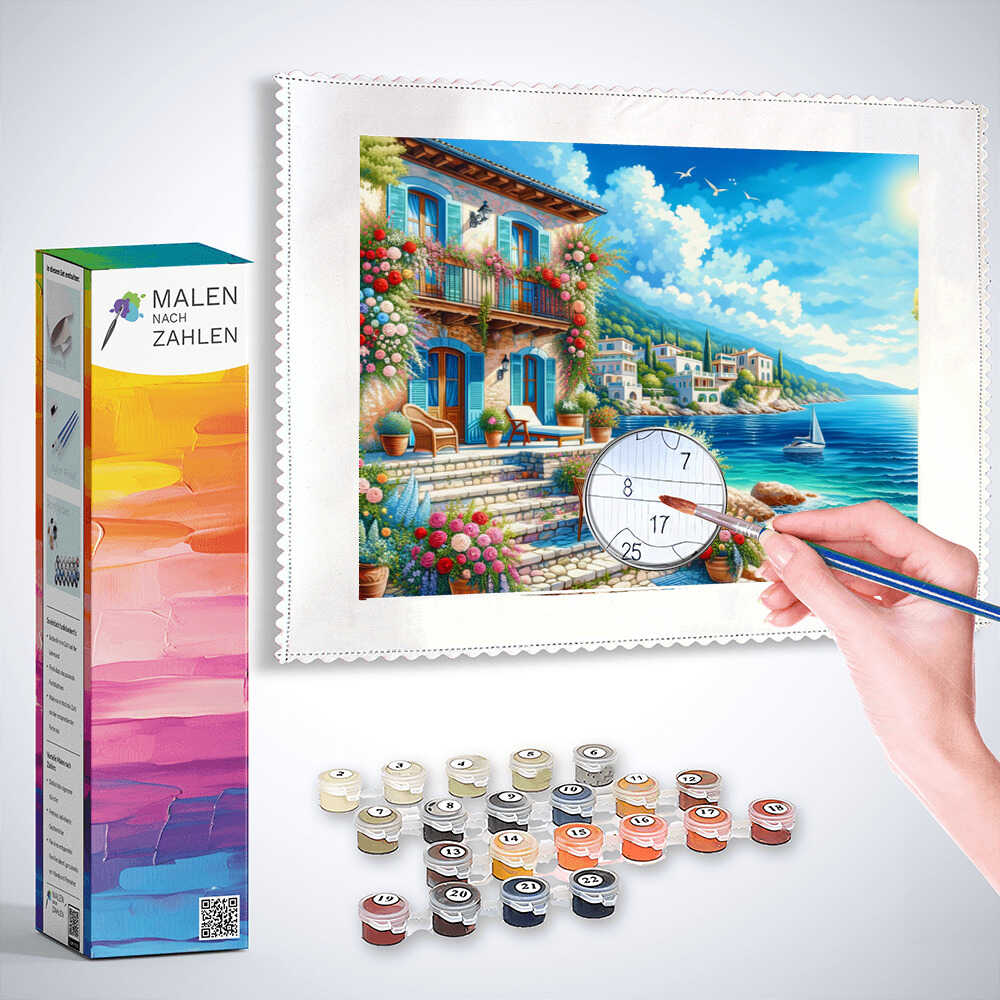 Malen nach Zahlen - Haus an Meeresküste