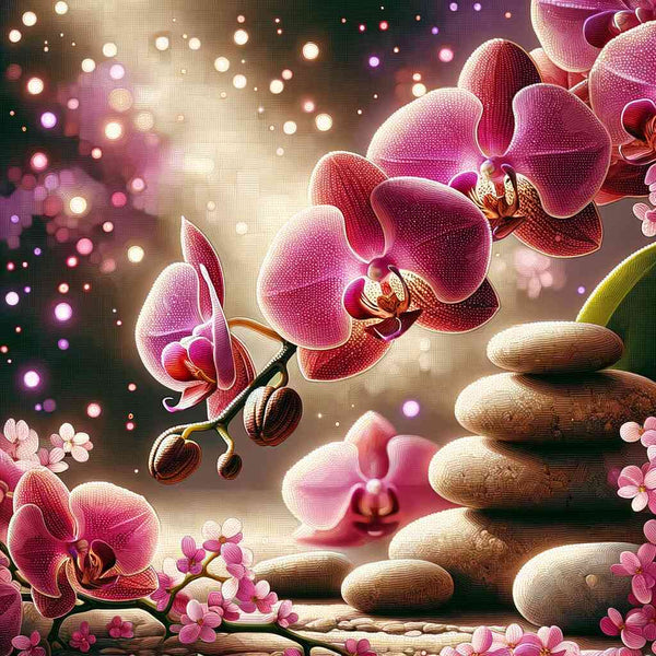 Malen nach Zahlen - Pinke Orchidee Steine