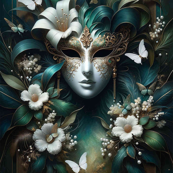 Malen nach Zahlen - Maske und Blumen
