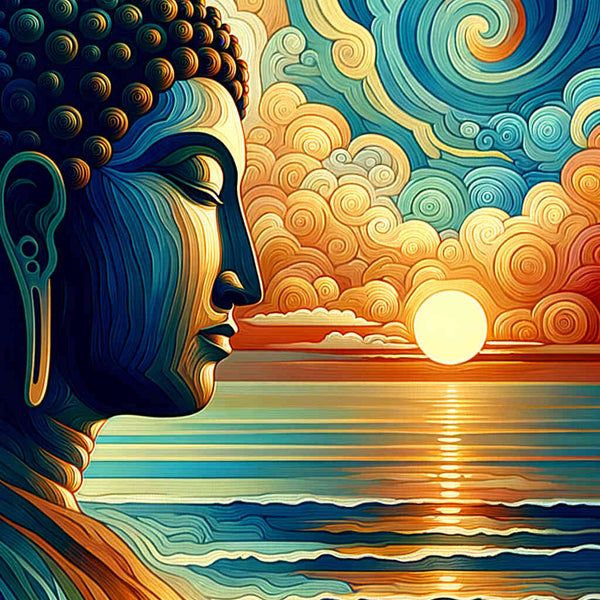 Malen nach Zahlen - Buddha Sonnenuntergang