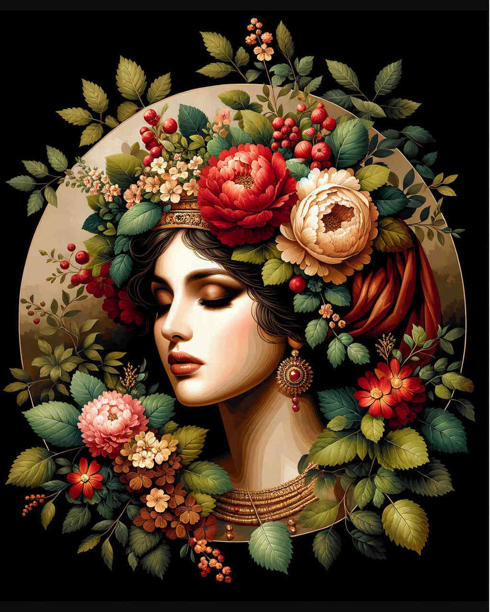 Malen nach Zahlen - Frau mit Blumenschmuck