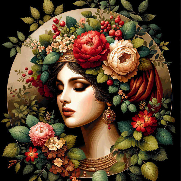 Malen nach Zahlen - Frau mit Blumenschmuck