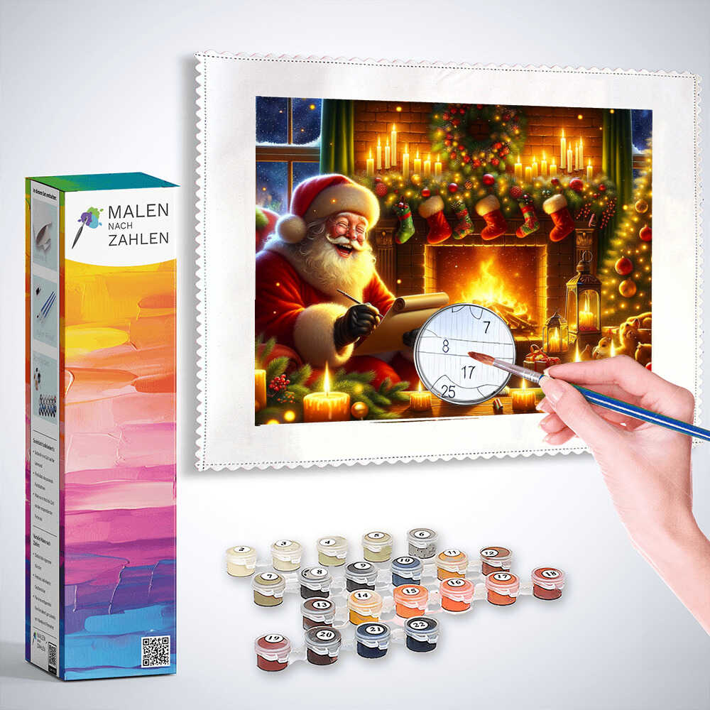 Malen nach Zahlen - Weihnachten am Kamin