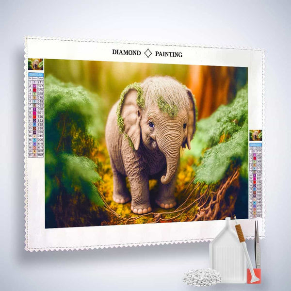 Diamond Painting Komplettset mit kleinem Elefant im Wald, höchste Qualität, Trusted Shops zertifiziert, sicher bequeme Bezahlung
