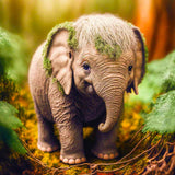 Malen nach Zahlen kleiner Elefant im Wald, entspannendes Malen, Natur-Szene, detailliertes Elefantenbild für Malprojekte, beruhigende kreative Aktivität