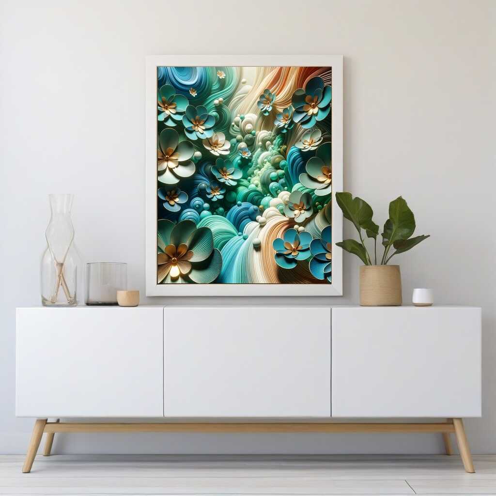 Malen nach Zahlen - Abstrakte Blumen Türkis