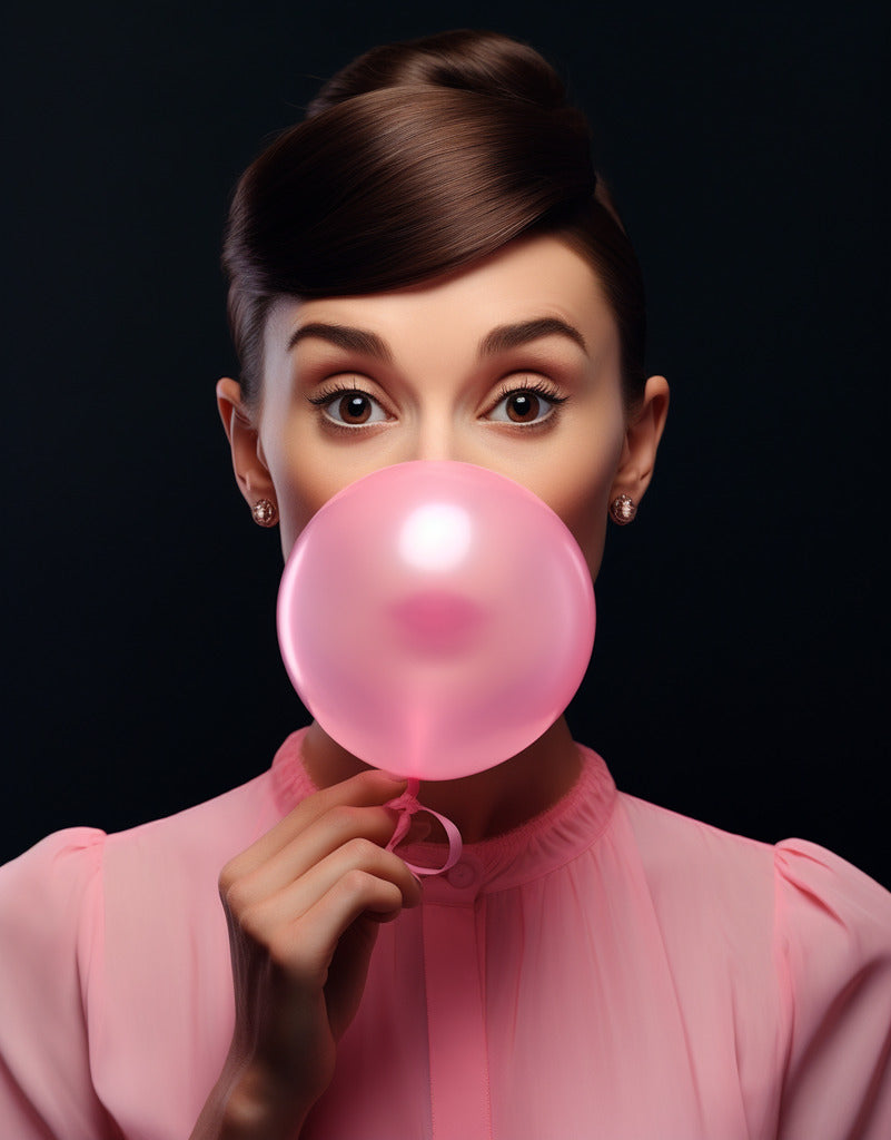Malen nach Zahlen - Audrey Hepburn mit Kaugummi im Mund