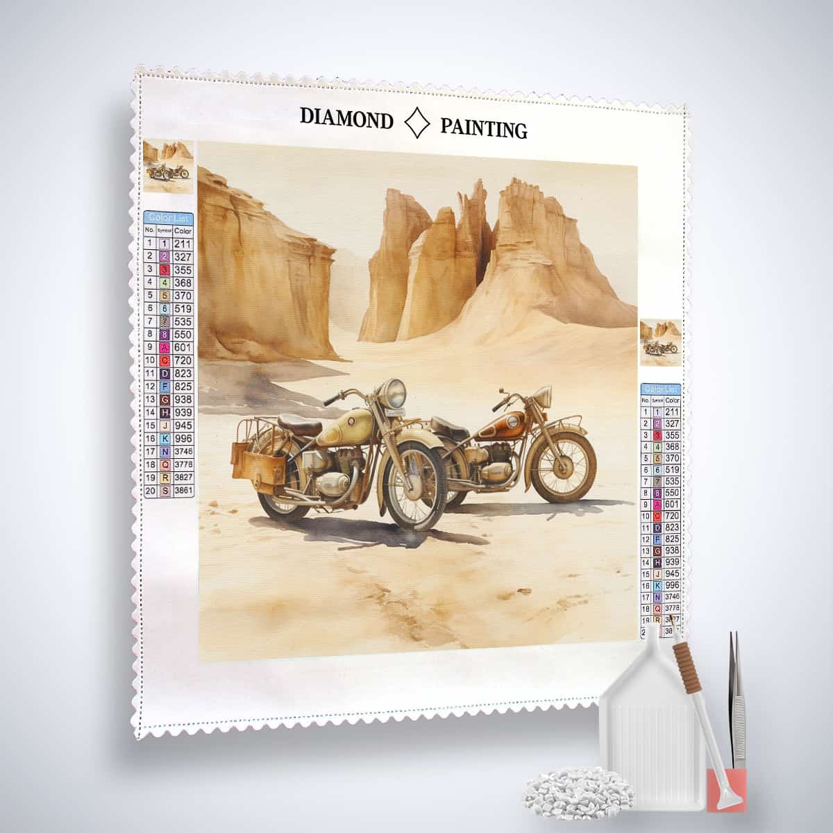Diamond Painting Kit Schnittiger Kurvenjäger with Motorcycle Motif, Acrylic Diamonds, Tweezers, Professional Stylus, and Tool Set