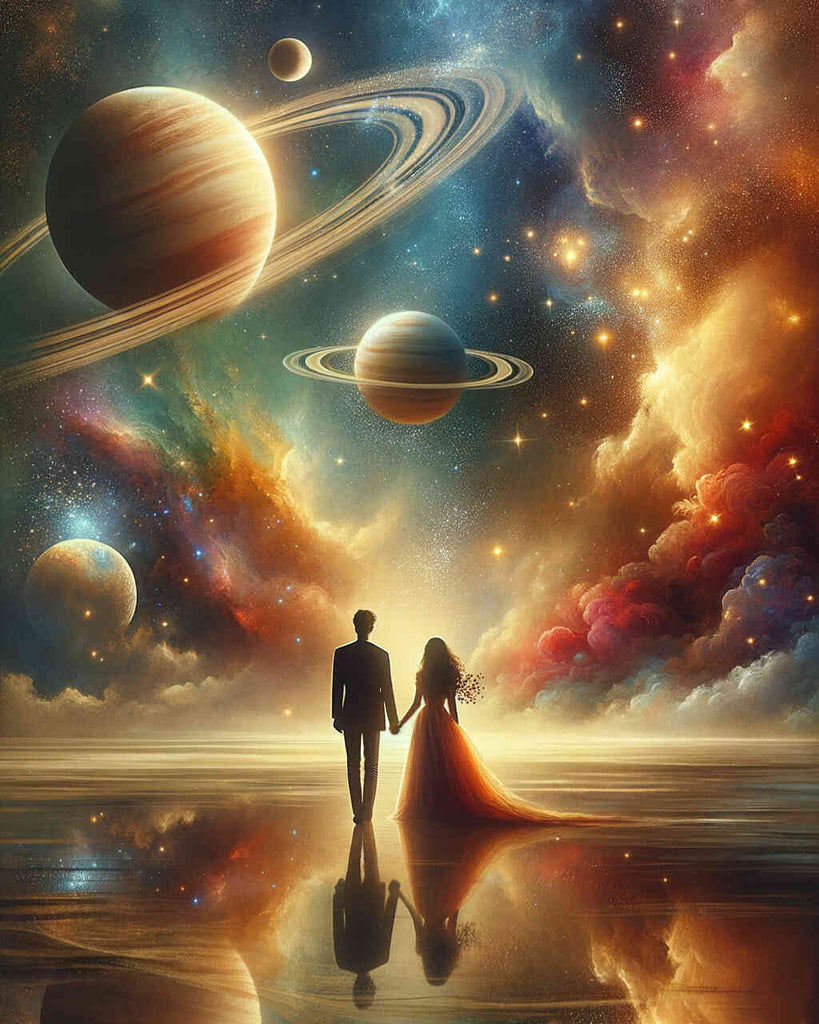 Malen nach Zahlen - Verliebtes Paar, des Weltraum