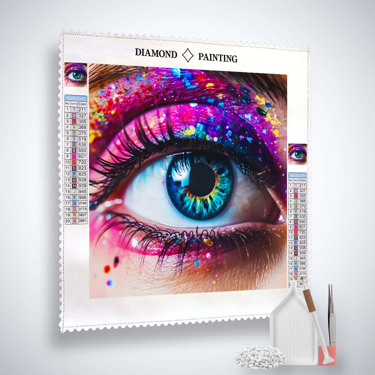 AB Diamond Painting Kit - Close-Up Eye Motif with Sparkling Colors and Tools