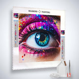 AB Diamond Painting Kit - Close-Up Eye Motif with Sparkling Colors and Tools