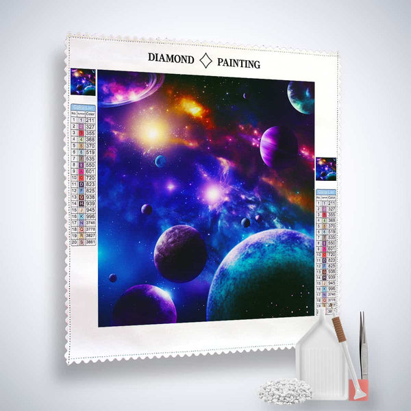 Diamond Painting Kit - Himmelszauber with space-themed motif and included tools