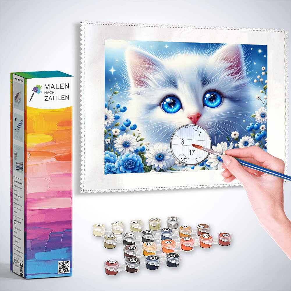 Malen nach Zahlen - Kitten mit blauen Augen