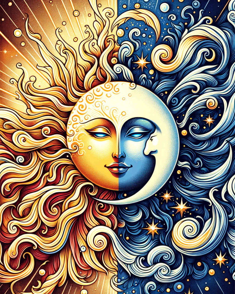 Malen nach Zahlen - Sonne Mond Comic