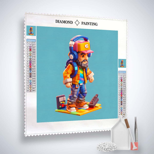 AB Diamond Painting Kit - Mann Pixelart mit Profi-Leinwand, Acryl Diamonds und Werkzeugset für funkelnde Kunstprojekte
