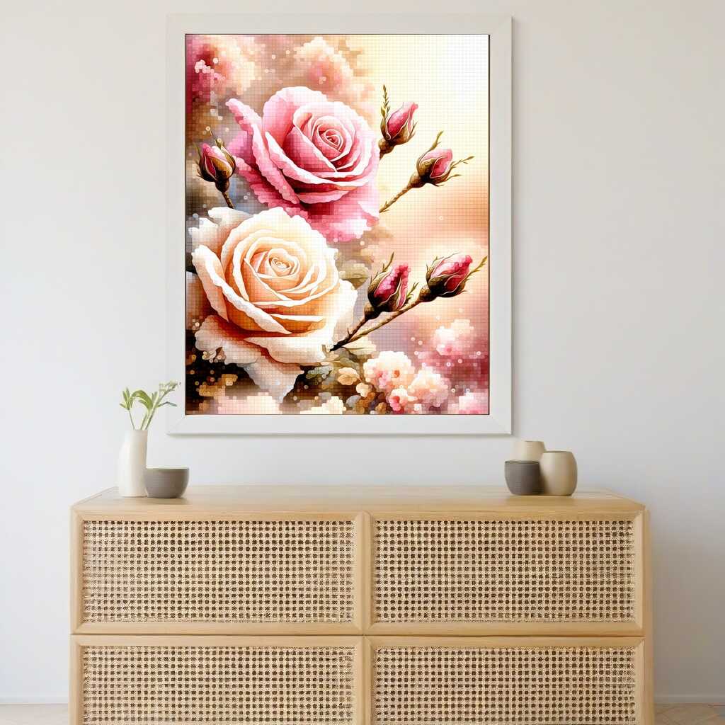 Malen nach Zahlen - Zwei Rosenblüten