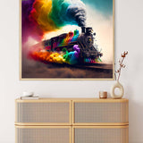 Colorful train painting titled 