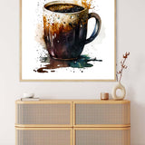 Malen nach Zahlen Kaffeetasse vor weißem Hintergrund.