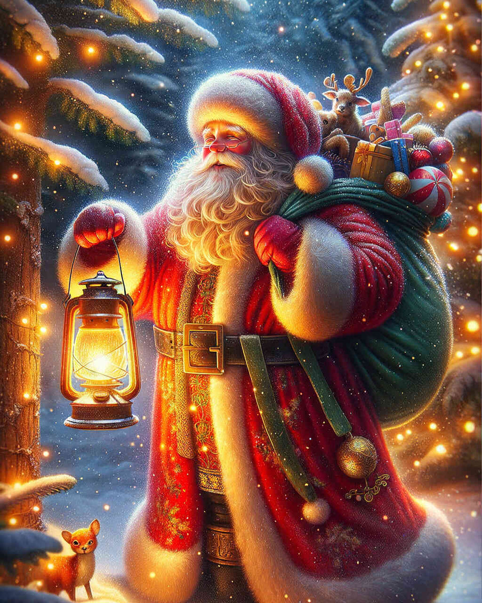 Malen nach Zahlen - Weihnachtsmann im Laternenschein