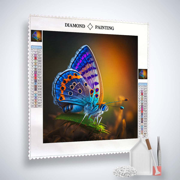 AB Diamond Painting - Schmetterling Lila Kit with Tools, Sparkling Blue and Purple Butterfly on Canvas