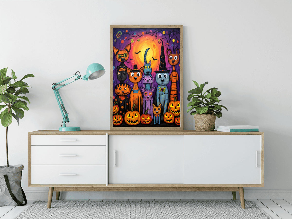 Malen nach Zahlen - Halloween Katzen, Hunde, Spinne