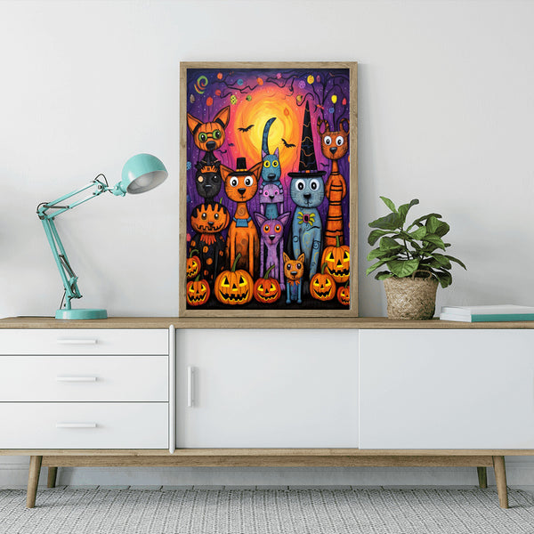 Malen nach Zahlen - Halloween Katzen, Hunde, Spinne