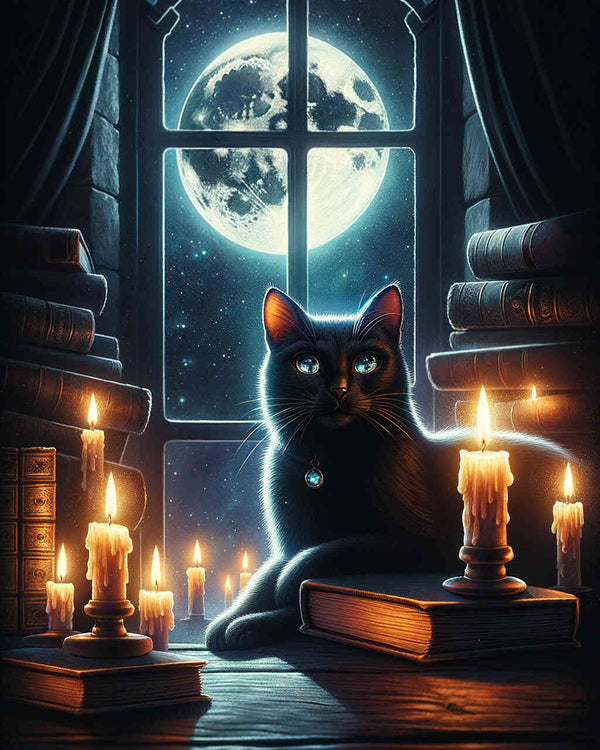 Malen nach Zahlen - Katze im Kerzenschein