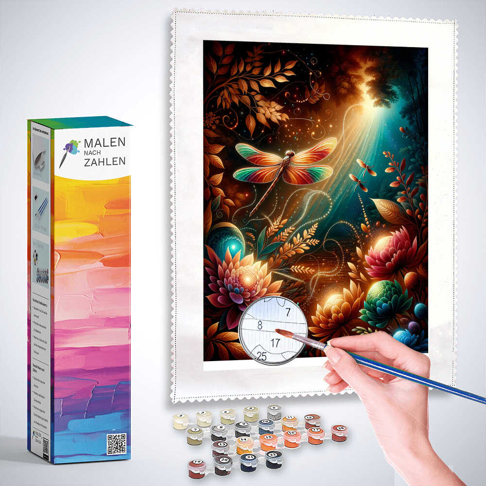 Malen nach Zahlen - Leuchtende Libelle