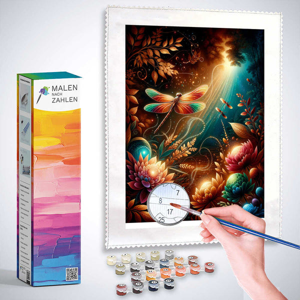 Malen nach Zahlen - Leuchtende Libelle