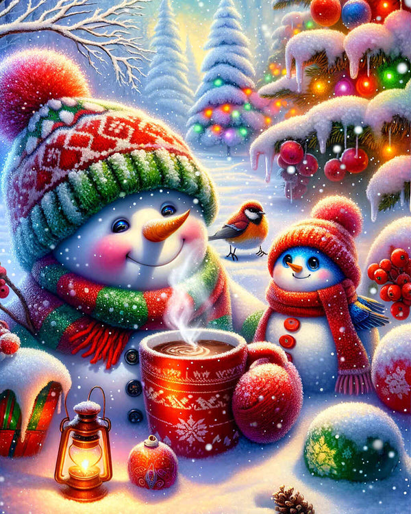 Malen nach Zahlen - Schneemann mit Kakao