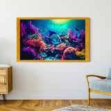 Malen nach Zahlen - Korallen und Fische, Meeresleben Wandkunst im Wohnzimmer