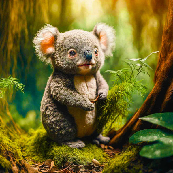 Koalabär im Wald - Detailreiches Malen nach Zahlen Bild für eine entspannende und kreative Freizeitbeschäftigung.