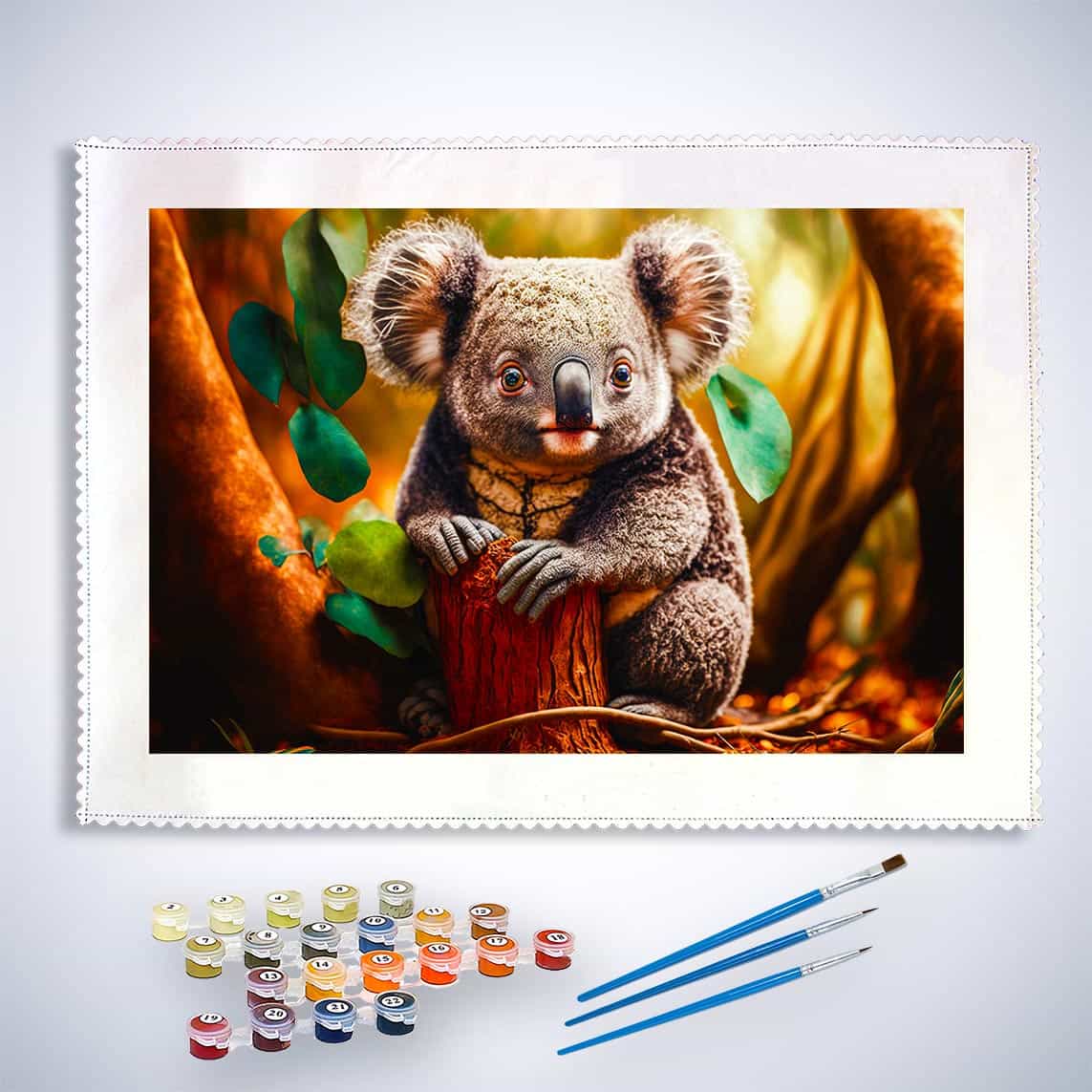 Malen nach Zahlen - Koalabär auf Waldboden – malennachzahlen-erwachsene