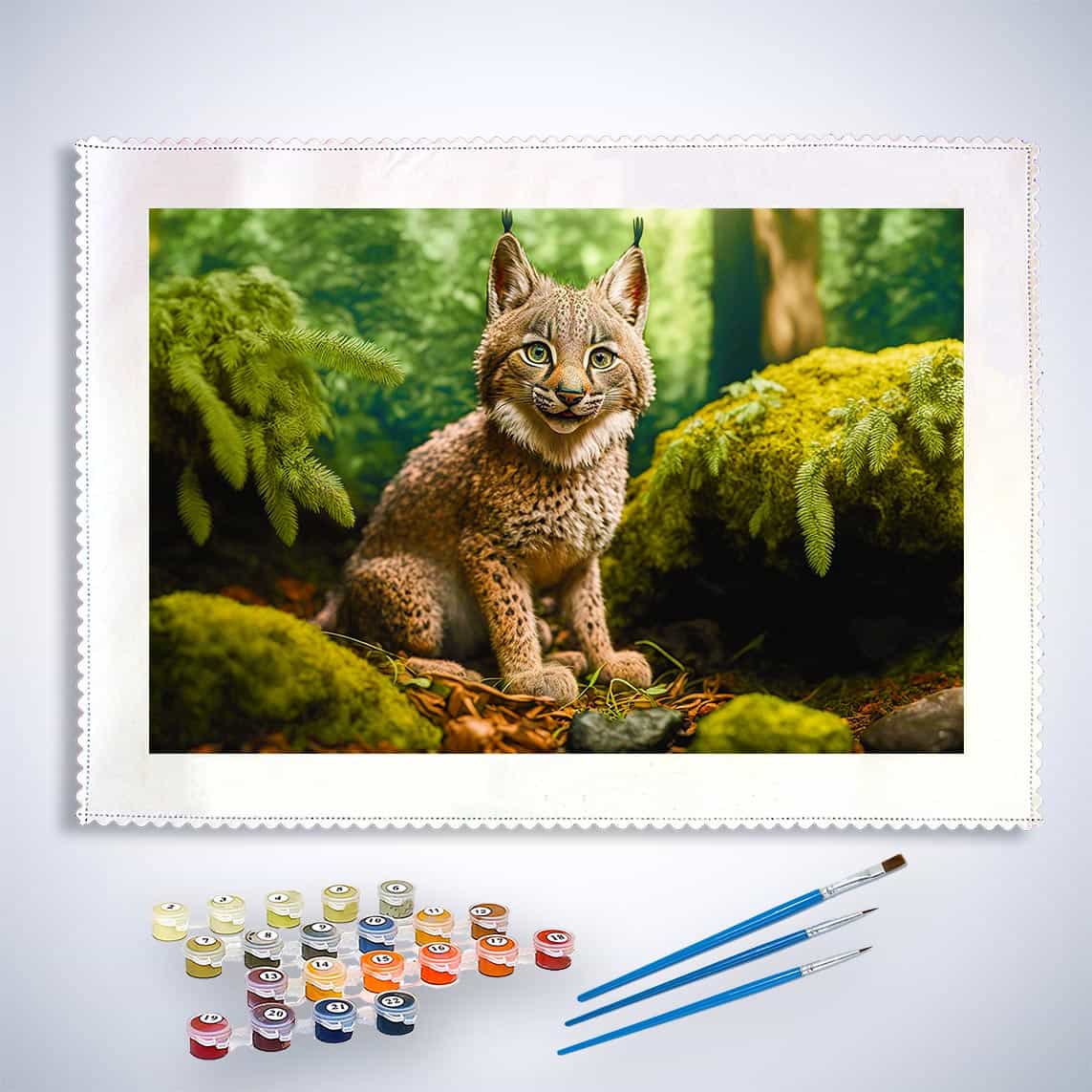 Malen nach Zahlen - Luchs kind im Wald