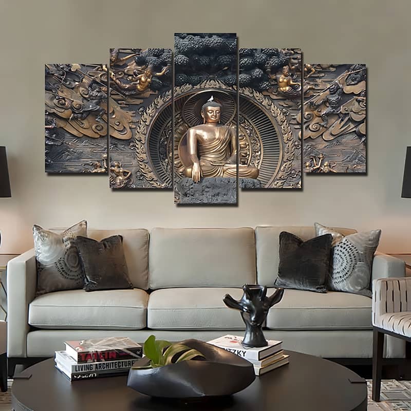 Malen nach Zahlen 5 teilig - Buddha, Eindrucksvoll elegant - hochwertige Leinwand - multi5, neue_bilder